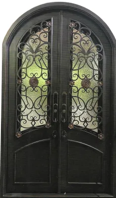 Classical Villa Double Luxury Exterior Iron Door Arched Top Cast Wrought Iron Door